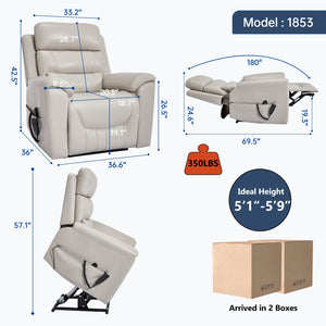 English Elm Dual Motor Power Lift Recliner with Massage Heat and 350 Lb Leatherair Support W3224S00023