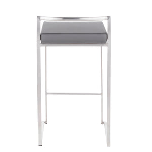 English Elm Contemporary Stackable Steel Counter Stools Padded Fabric Seats for Kitchen Islands Set of 2 B202P222001