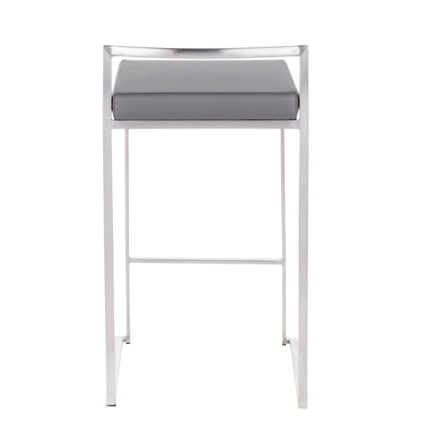 English Elm Contemporary Stackable Steel Counter Stools Padded Fabric Seats for Kitchen Islands Set of 2 B202P222001