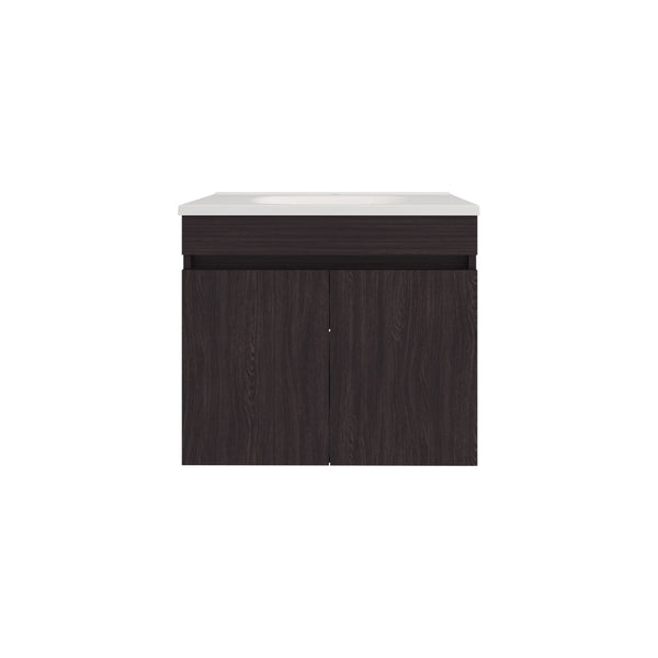 English Elm FM Modern Floating Bathroom Vanity with Integrated Sink and Soft-Close Door for Sleek Storage Wenge 29 L x 23 W x 13 H B128P293884