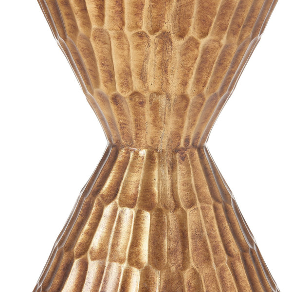 English Elm 13.78 Inch Handmade Mgo Geometric Side Table Gold Metallic Accent for Indoor Outdoor N772P390771C