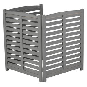 English Elm 3-panel Slatted Wood Outdoor Privacy Screen for Ac Units Trash Enclosures Gardens Grey W2640P272033