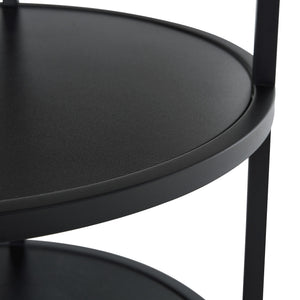 English Elm 47.3-inch Round Dining Table Two Tier Mdf Geometric Wood Black Seats Four W1151P428201