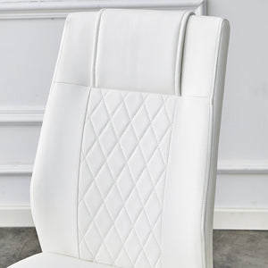 English Elm Table And Chair Set - Elegant White And Gold Dining Furniture With Comfortable Pu Seats, 6 Chairs W1151S04345-GIGA