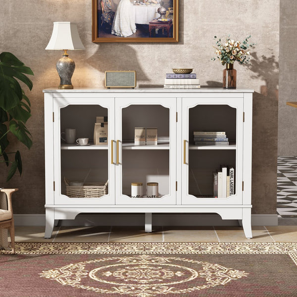English Elm Christopher Knight Home® - Storage Cabinet - Stylish 3-Door White Design For Entryway, Living Room, Or Dining Area Storage Solutions N780P330602K