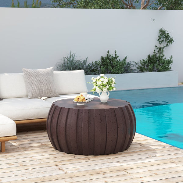 English Elm 35.43" Square Mgo Cement Coffee Table Weatherproof Indoor Outdoor Low Profile Modern Brown W757P387434