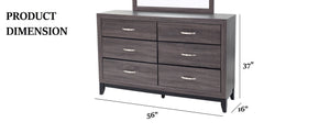 English Elm Rustic Gray Oak Wide Dresser with Black Legs and Metal Handles for Bedroom Storage B011P448734