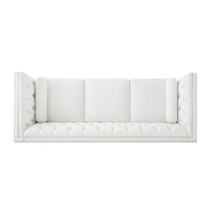 English Elm Elegant Tufted Three Seat Sofa with Nailhead Trim and Solid Wood Legs for Living Room N760P406296A