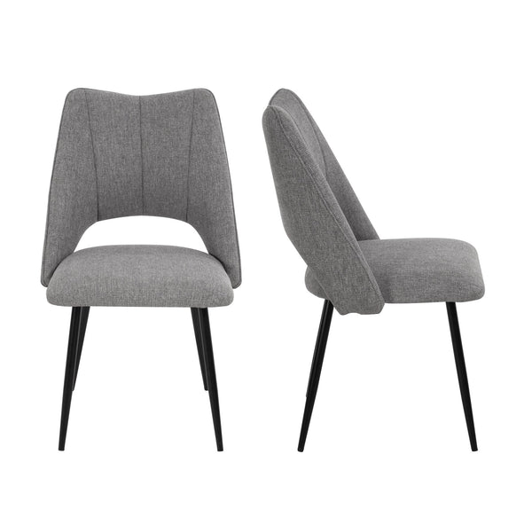 English Elm 4-Chair Modern Linen Dining Set with Metal Legs, High-Resilience Cushions, Adjustable Feet, 265lb Capacity Grey W757P304077