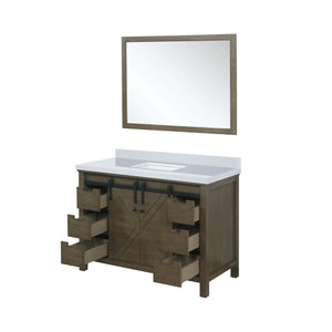 English Elm Rustic Bathroom Vanity 48" W x 22" D with Cultured Marble Top, Soft-Close Drawers & 44" Mirror B2731S00801
