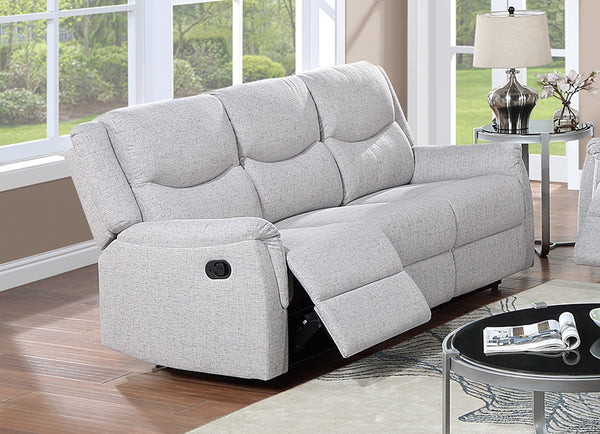 English Elm Modern Three Seat Manual Reclining Sofa Burlap Fabric Plush Living Room Comfort Beige B011P468524
