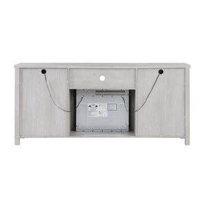 English Elm Emerson 70 Inch Fireplace Tv Stand with Led Accents Electric Heater and Media Storage Light Gray B2749P413266