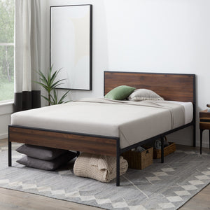 English Elm Edenbrook Carson King Platform Bed Frame in White Oak & Metal — Adjustable Base Ready, 800 lb Capacity B350P394810