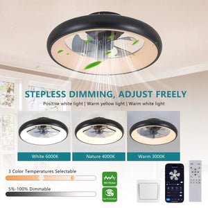 English Elm 20" Black LED Ceiling Fan Light with App & Remote, Dimmable 3000-6000K, Silent DC Motor, Reversible W1340P246417