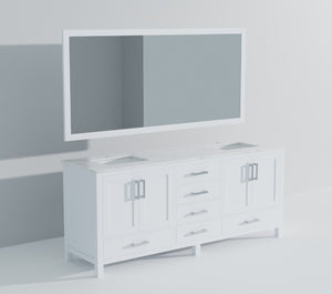 English Elm White Double Bath Vanity With Carrara Marble Top, Ample Storage & 2 Matching Mirrors For Elegance B2731S00838-GIGA