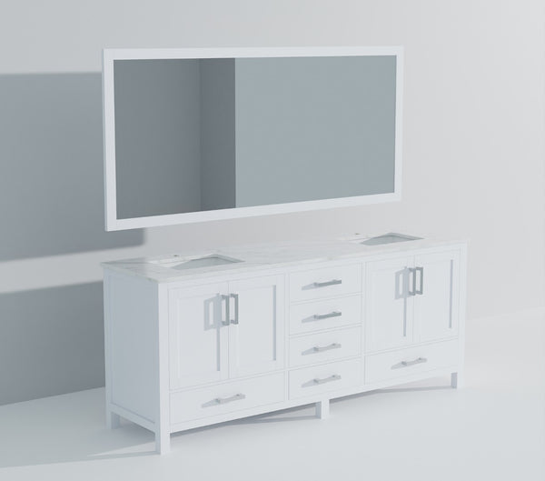 English Elm White Double Bath Vanity With Carrara Marble Top, Ample Storage & 2 Matching Mirrors For Elegance B2731S00838-GIGA