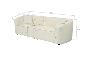 English Elm 87" Curved Boucle Sofa Sculptural Low Profile Design for Contemporary Living Rooms N767P354840U
