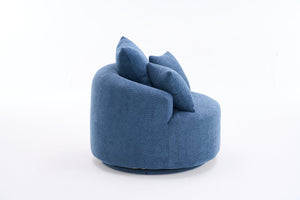 English Elm 360° Swivel Chair upholstered barrel accent chair with plush high-resilience foam and pillows for comfort Antique Blue,Blue W2231P264478