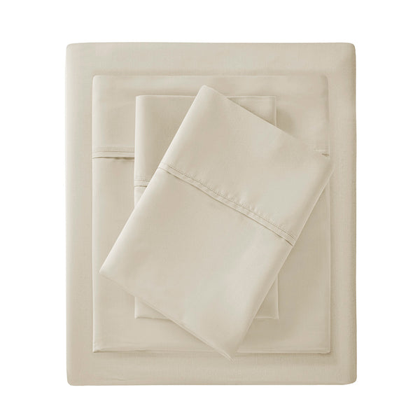 JLA Home Madison Park - Deep Organic Cotton Sheet Set 300TC Sateen — Ultra-Soft Breathable Deep-Pocket Fit to 18" (OEKO-TEX) Taupe MP20-8250