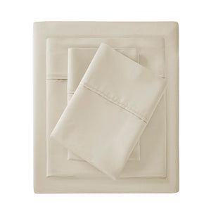JLA Home Madison Park - Deep Organic Cotton Deep-Pocket Sheet Set 300TC Sateen, Breathable OEKO-TEX, Fits Mattresses to 18" Taupe MP20-8249