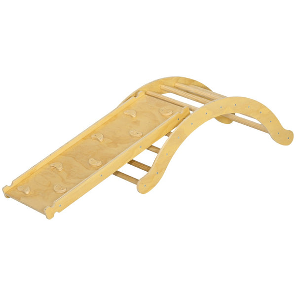 English Elm Qaba 4-In-1 Indoor Wooden Climbing Set For Toddlers - Safe Pikler Triangle, Arch Climber & Ramp W2225P249770-GIGA