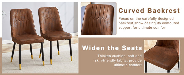 English Elm Table & 4 Chairs Set - Modern Minimalist 42" Round Dining Table With Deep Walnut Top & Techno-Fabric Seating W1151S03749-GIGA