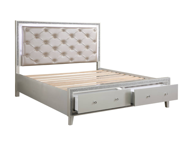 English Elm Sliverfluff Champagne Pu Leather California King Bed with Led Lighting and Storage B2726S00317