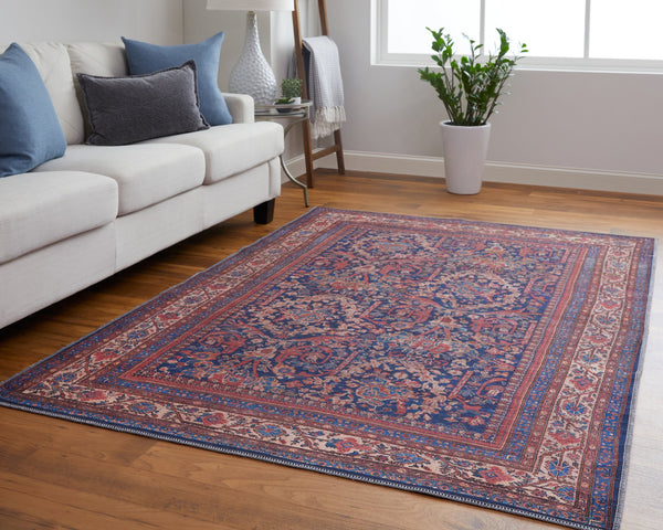Feizy Rugs Rawlins Vintage-inspired Machine Made Polyester Low Pile Oriental Rug - Timeless Elegance For Any Space Red,Blue,Tan Polyester Rln39hgfnvymltf71