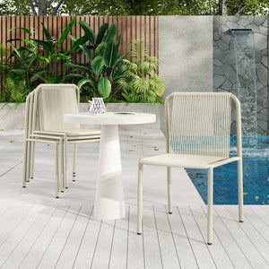 English Elm Christopher Knight Home® - Burgess Outdoor Stacking Dining Chair set of 4 — UV-Resistant PE Rattan with Iron Frame, Weatherproof Elegance White 26.8 L x 22 W x 21.3 H N776P307914W