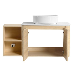English Elm 42'' Modern Wall-Mounted Bathroom Vanity With Soft-Close Doors, Ceramic Sink & Ample Storage Solutions W999S00473