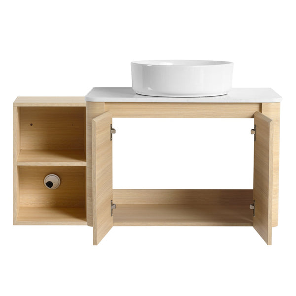 English Elm 42'' Modern Wall-Mounted Bathroom Vanity With Soft-Close Doors, Ceramic Sink & Ample Storage Solutions W999S00473