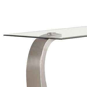 English Elm Lana Satin Silver Console Table with Glass Top and Sturdy Metal Base — Modern Matte Finish, 48" B062S00660