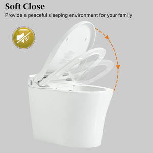 English Elm Smart toilet One-Piece Elongated Heated Seat with Foot Sensor, Dual Flush, Auto-LED Night Light, IPX4 Waterproof and Soft-Close Comfort Bowl (White) N753P222587W