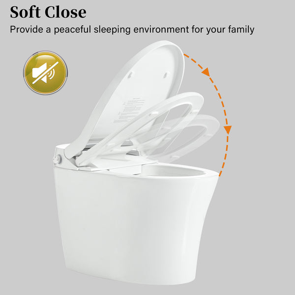 English Elm Smart toilet One-Piece Elongated Heated Seat with Foot Sensor, Dual Flush, Auto-LED Night Light, IPX4 Waterproof and Soft-Close Comfort Bowl (White) N753P222587W