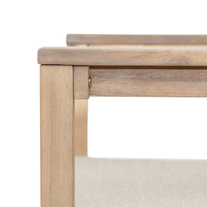 English Elm Christopher Knight Home® - Abaco Acacia Outdoor Barstool Set of 2 with Removable Gray Cushions, Rustic Curved Back Support Beige,Light White N775P294071G