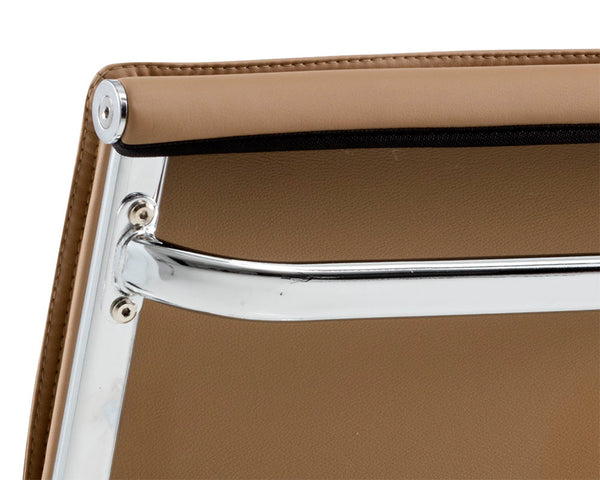 Sunpan Morgan Office Chair - Comfortable Faux Leather Design with Stainless Steel Frame for Modern Workspaces Tan