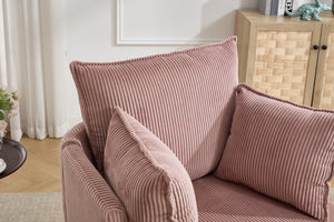 English Elm swivel Barrel Accent Chair with Solid Wood Frame & Metal Base, 350 lb Capacity, Sleek Curved Backrest Elegance Pink W2120P293678