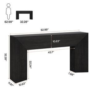 English Elm Wood Solid Fir Console Table Handcrafted Farmhouse Style for Entryway or Sofa T3971P449929