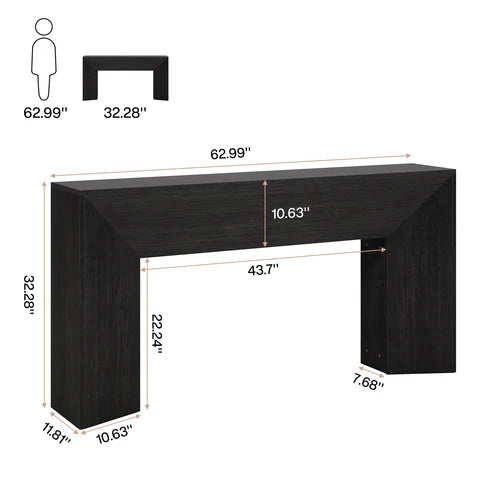 English Elm Wood Solid Fir Console Table Handcrafted Farmhouse Style for Entryway or Sofa T3971P449929