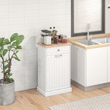 English Elm Homcom Kitchen Tilt Out Trash Bin Cabinet Free Standing Recycling Cabinet Trash Can Holder With Drawer, White