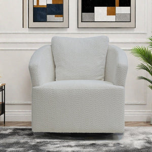 English Elm Modern 360 Degree Swivel Sofa Chair - Beige Velvet Accent, High-Back, Solid Wood Frame, 350lb Capacity W1183P254690