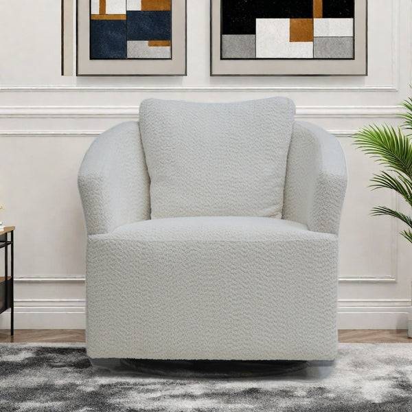 English Elm Modern 360 Degree Swivel Sofa Chair - Beige Velvet Accent, High-Back, Solid Wood Frame, 350lb Capacity W1183P254690