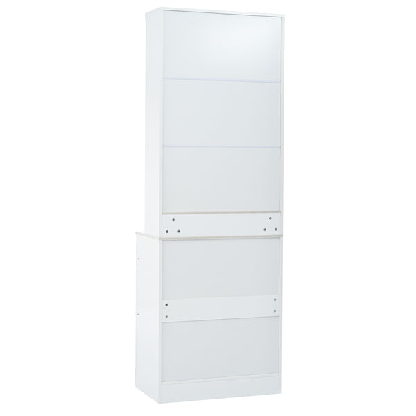 English Elm Modern 83.7in Tall Kitchen Pantry Set of 2 with Faux Marble Countertops, Durable Storage and Anti-Tip Safety White SP000075AAK