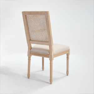 English Elm French Country Dining Chairs Set Of 2, Elegant Upholstered Rattan Back For Dining & Living Spaces W3426P324535