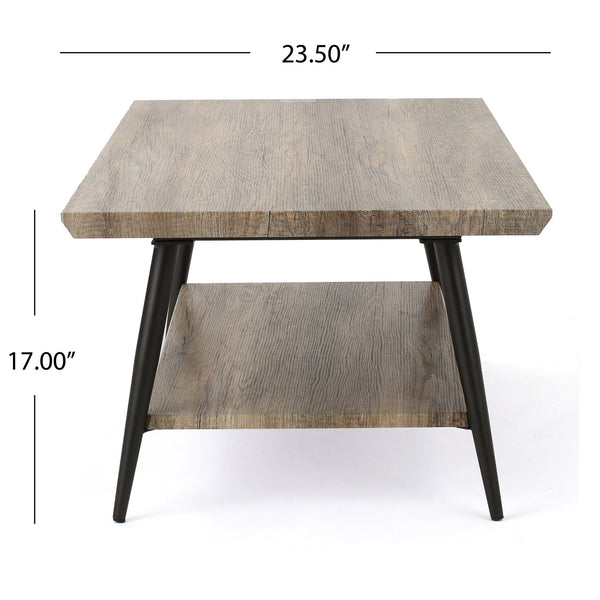 English Elm Christopher Knight Home® - COFFEE Mid-Century Two-Tier Wood Finish Table in Canyon Gray with Lower Shelf & Powder-Coated Legs 59447.00
