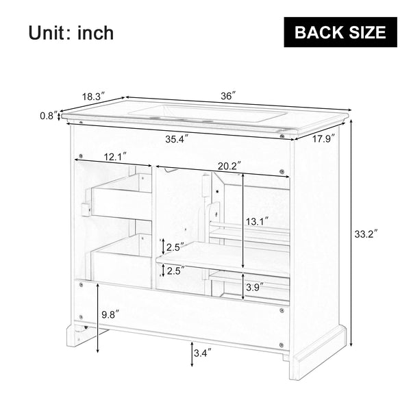 English Elm Christopher Knight Home® - 30" Bathroom Vanity with Sink Vintage Acacia Frame Ceramic Basin Soft-Close Doors & Storage Light Gray N759P313315E