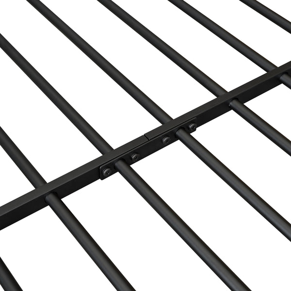 English Elm Full House Bed Frame with Shelves & LED Lights — Metal + Wood Full-Size Playhouse Bed for Kids Room Decor Black N737P176706B