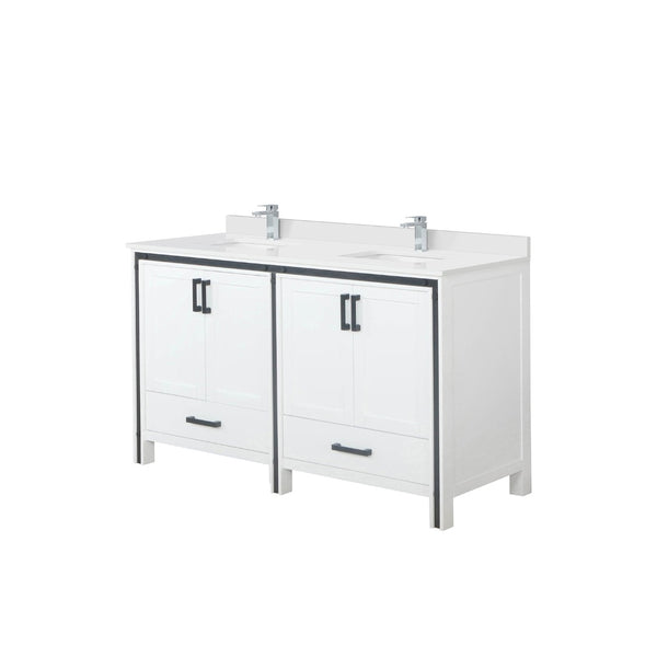English Elm White Double Bath Vanity With Cultured Marble Top, Chrome Faucet & Ample Storage For Your Bathroom B2731P260619-GIGA