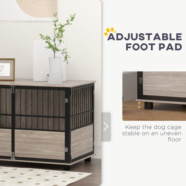 English Elm Pawhut 39.5" Dog Crate End Table – Stylish Wooden Indoor Kennel With 3 Doors For Your Pet'S Comfort W2225P217156-GIGA