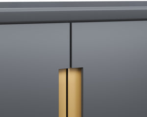 Sunpan Danbury Modern Media Console with Rustic Bronze Accents and Gold Caps - Slate Navy Finish Elegance